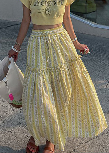 Skirt Spring Ruffled Cotton French Print Purple FashionChic