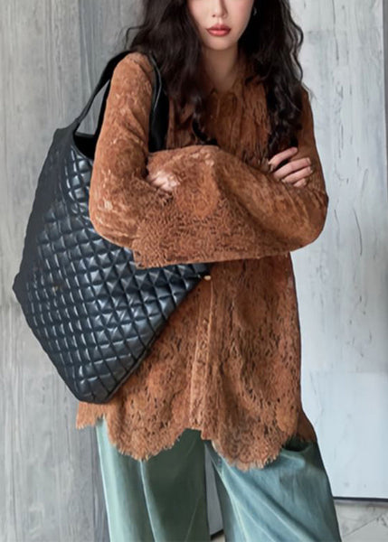 Fashion Top Collar Flare Lace Sleeve Pan Shirts Peter Coffee FashionChic