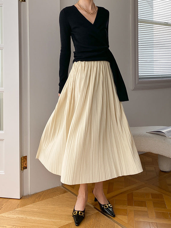 French Apricot V-Neck Asymmetric Lace-up Long Sleeves Sweater QX015 shopify