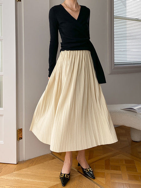 French Apricot V-Neck Asymmetric Lace-up Long Sleeves Sweater QX015 shopify