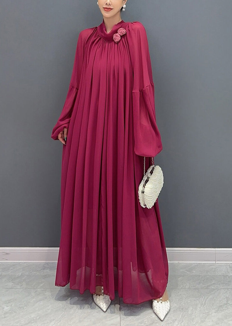 New Black Wrinkled Loose Chiffon Long Dress Fall AO1060 JDML-FDL240909