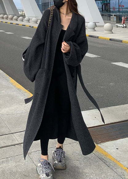 Style Beige Peter Pan Collar Tie Waist Knit Loose Cardigans Winter RV035 ABC