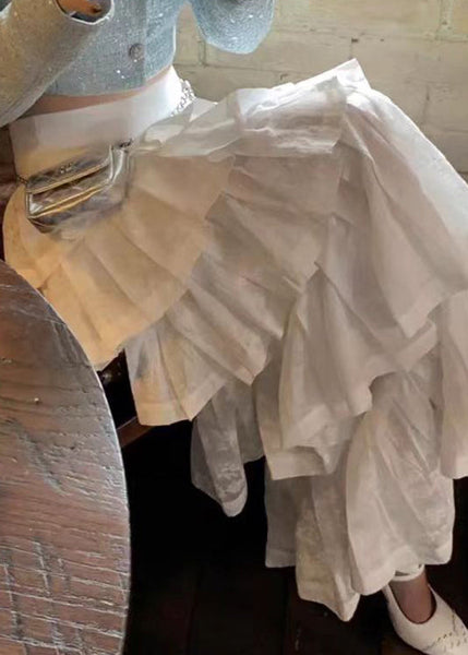 Bohemian White Wrinkled High Waist Cotton Skirt Summer AZ1043 shopify