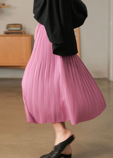 Bohemian Pink Elastic Waist Cotton Pleated Skirts AJ1008 shopify