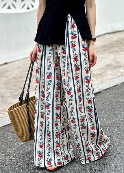 Loose Print Pockets Elastic Waist Wide Leg Pants Summer AF1052 HS-LPTS240914