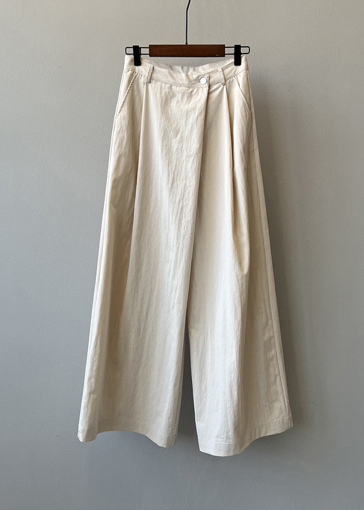 Organic Grey Pockets High Waist Cotton Wide Leg Pants Fall WD019 HS-LPTS241103