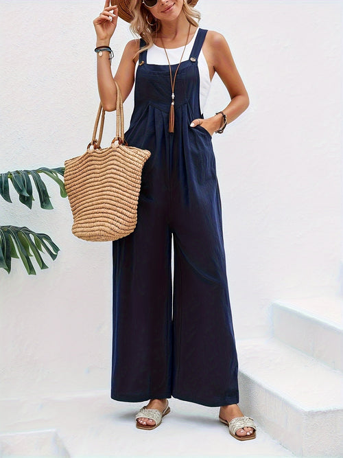 Boho Chic Sleeveless Jumpsuit - Comfort Fit with Pockets, Versatile Casual Wear for Women Furdela