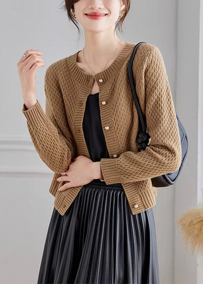 French White O Neck Button Woolen Cardigans Fall QC048 shopify