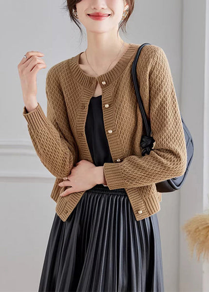 French White O Neck Button Woolen Cardigans Fall QC048 shopify