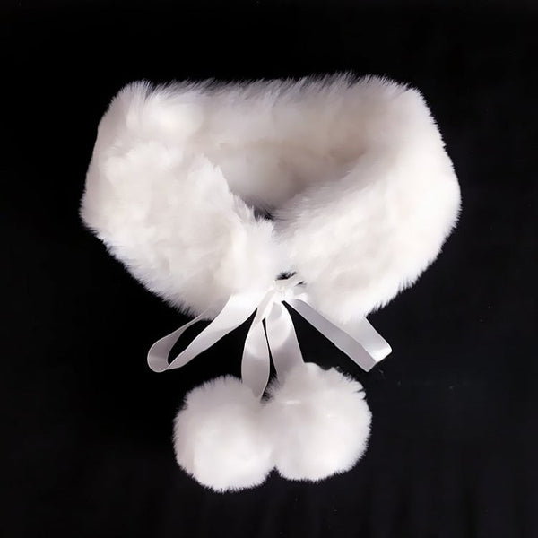 5 Pompon Charm White Colors with Scarf FashionChic