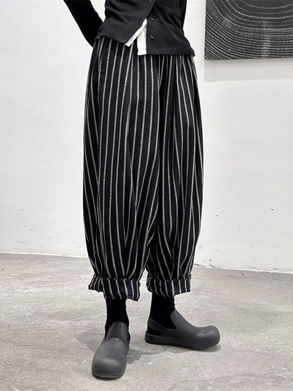 Split-Joint Cool Pattern High-Waisted Striped Pants Harem FashionChic