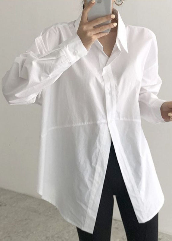 Modern White Peter Pan Collar Button Top Spring TT1004 shopify