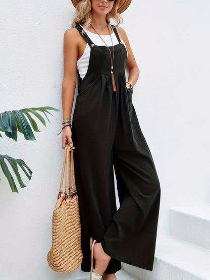 Boho Chic Sleeveless Jumpsuit - Comfort Fit with Pockets, Versatile Casual Wear for Women Furdela