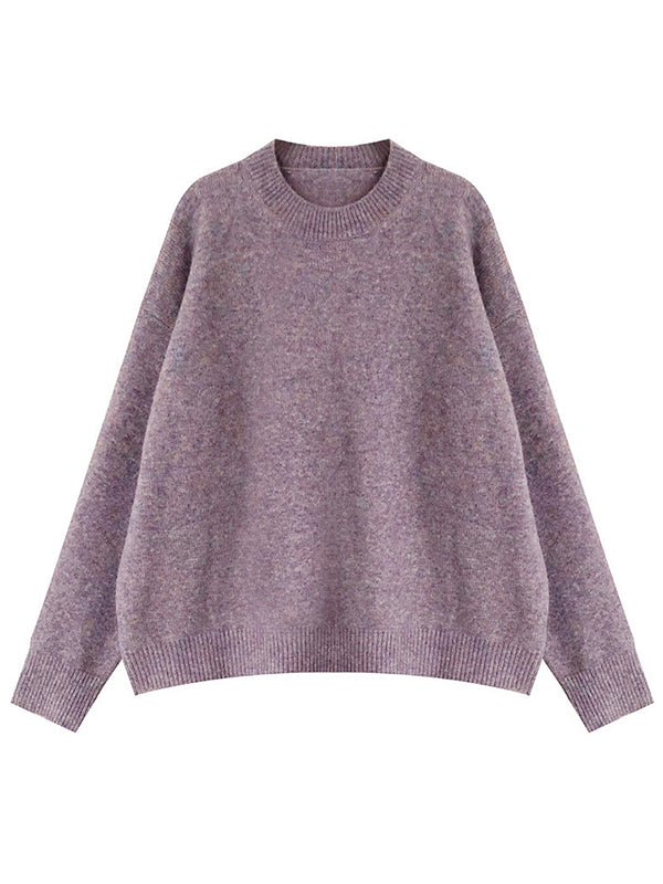 Dreamy Loose Purple Round-Neck Long Sleeves Sweater QX008 shopify