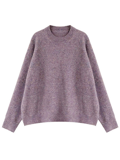 Dreamy Loose Purple Round-Neck Long Sleeves Sweater QX008 shopify