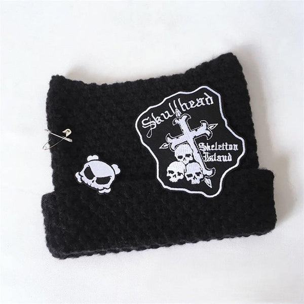 Y2K Ear Design Hat Knitted Black/White Cat FashionChic