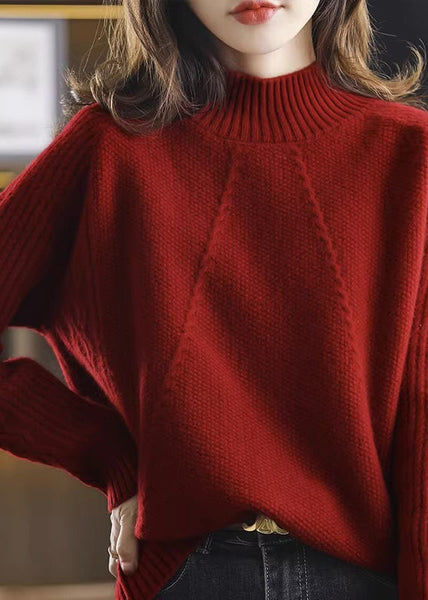 Modern Apricot Turtleneck Patchwork Thick Cotton Knit Sweaters Fall QP044 OL-NTP241001