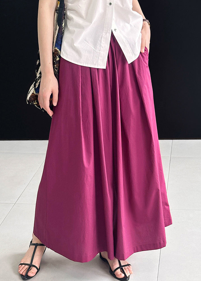 Rose Solid Loose Cotton Wide Leg Pants Elastic Waist AF1046 HS-CPTS240914