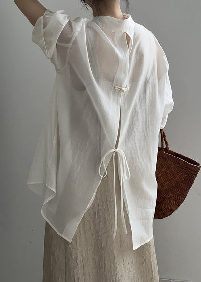 Shirts Peter Pan Silk New Button White Spring Collar FashionChic