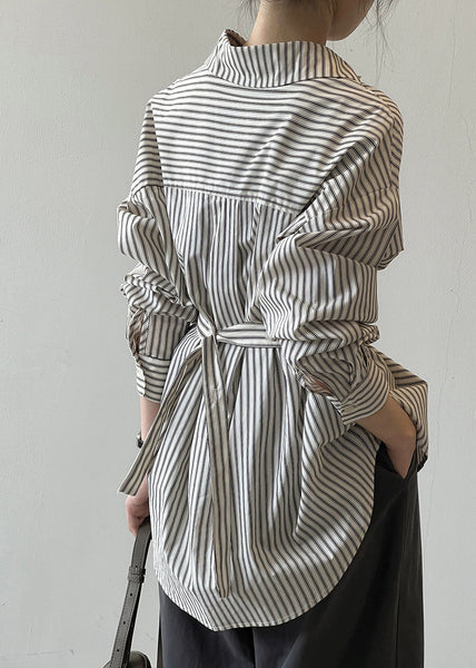 Pan Cotton Collar Fall Striped Peter French Shirt Button FashionChic