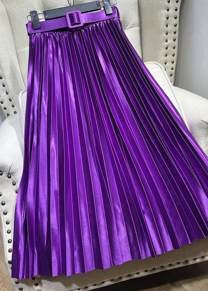 Italian Purple Wrinkled Exra Large Hem Silk Skirts Spring AZ1014 shopify