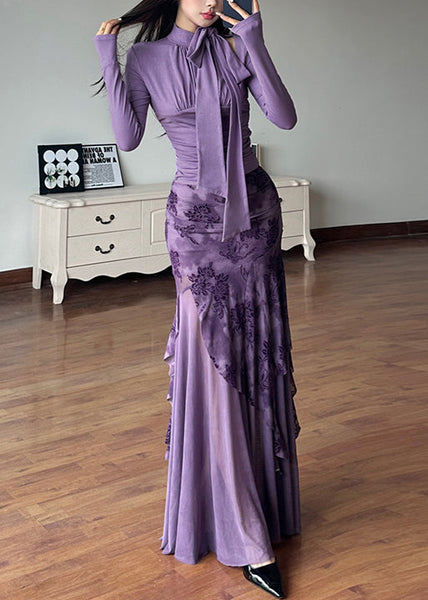 Tulle Skirts Purple Tops Novelty And Lace Patchwork Up Two-Piece FashionChic