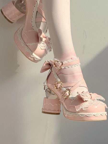 for Pink - Sweet Mary Round Design Janes Toe Crisscross Lolita FashionChic