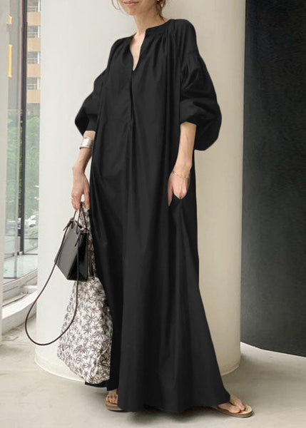 Dresses Bohemian Neck Lantern Apricot V Long Sleeve Oversized FashionChic