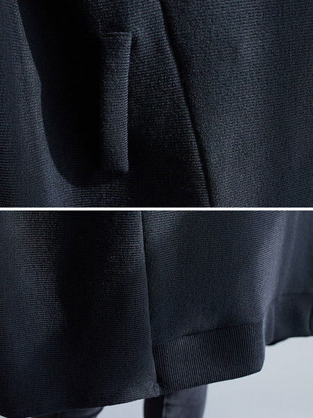 Casual Loose Black Heaps Collar Pockets A-line Long Sleeve Sweater AN1065 Genistyle Shop