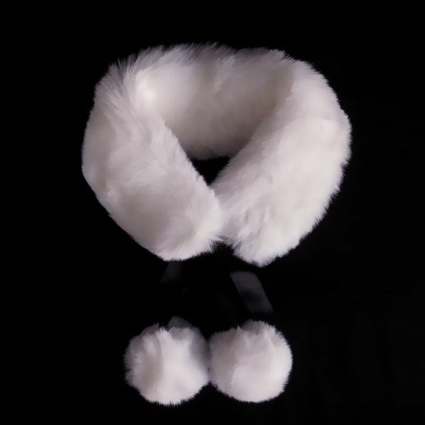 5 Pompon Charm White Colors with Scarf FashionChic