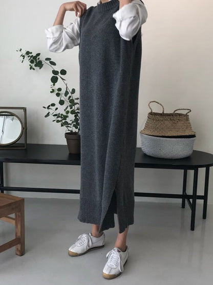 Urban Black Round-Neck Sleeveless Knit Dress QX017 shopify