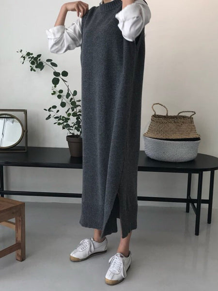 Urban Black Round-Neck Sleeveless Knit Dress QX017 shopify