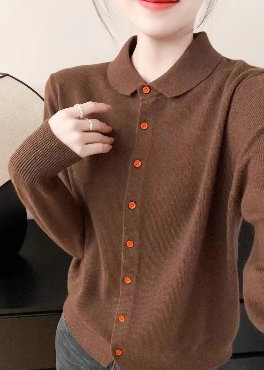 Women Purple Peter Pan Collar Button Knit Sweater Fall QX036 shopify
