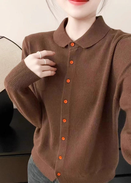 Women Purple Peter Pan Collar Button Knit Sweater Fall QX036 shopify