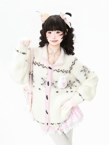Practical with Daily Cardigan Pockets Kawaii Pink/Red FashionChic