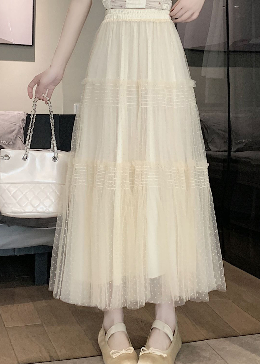 Women Black Ruffled Patchwork Elastic Waist Tulle Skirt Summer TT1006 shopify