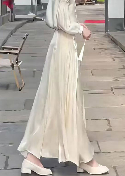 New Apricot Side Open High Waist Patchwork Silk Skirts Fall QP040 OL-SKTS241001