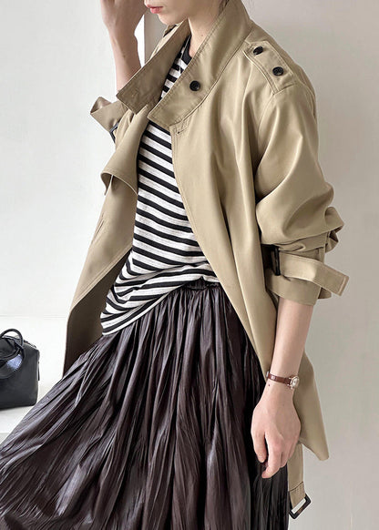 French Khaki Stand Collar Button Cotton Coats Fall AF1081 HS-CTS240914