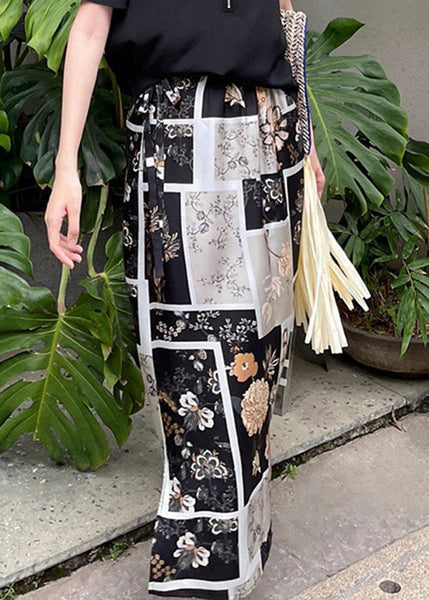 Chic Black Print Side Open High Waist Skirt Summer QP051 OL-SKTS241001