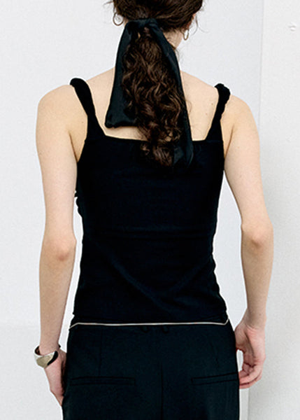 Fine Black V Neck Floral Tassel Vest Sleeveless AN1006 Genistyle Shop