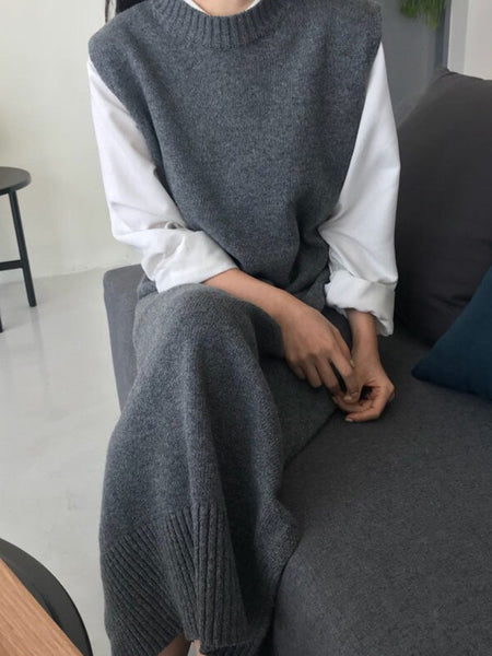 Urban Black Round-Neck Sleeveless Knit Dress QX017 shopify