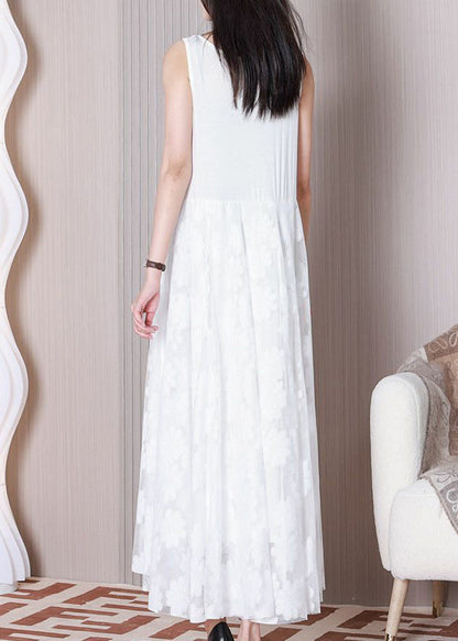 White Tulle Patchwork Cotton Dresses O Neck Summer TT1026 shopify
