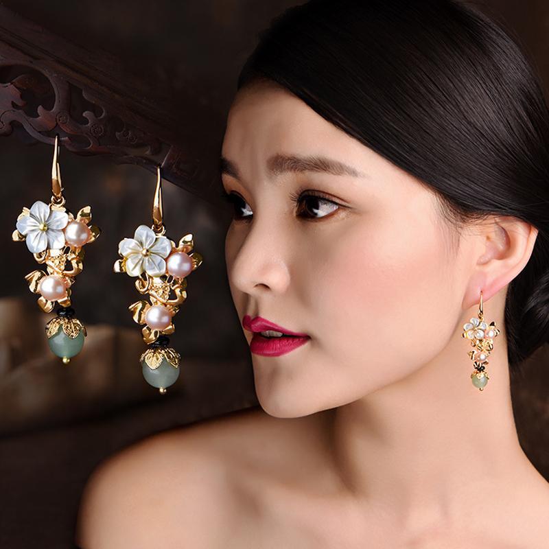 Ethnic Gold Plated Long Eardrop Earrings OP1024 JGL