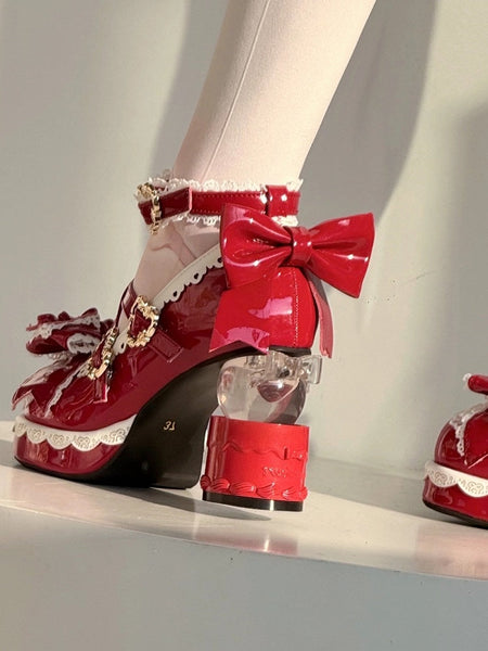 High-heel Red - Straps Crossed Mary Sweet Janes Lolita FashionChic