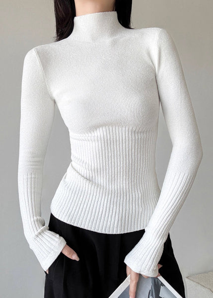 Slim Fit Brown Hign Neck Patchwork Knit Sweaters Winter RV039 ABC