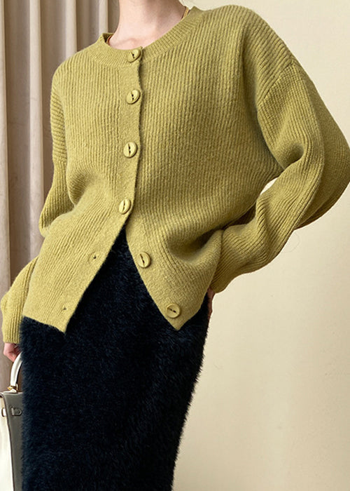 Yellow Cozy Knit Coats O Neck Long Sleeve AF1017 HS-NCT240914