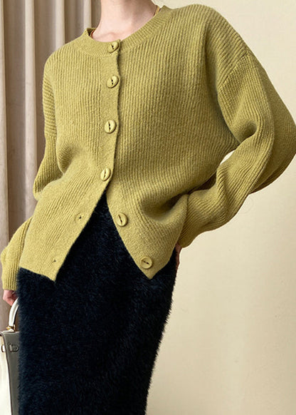 Yellow Cozy Knit Coats O Neck Long Sleeve AF1017 HS-NCT240914