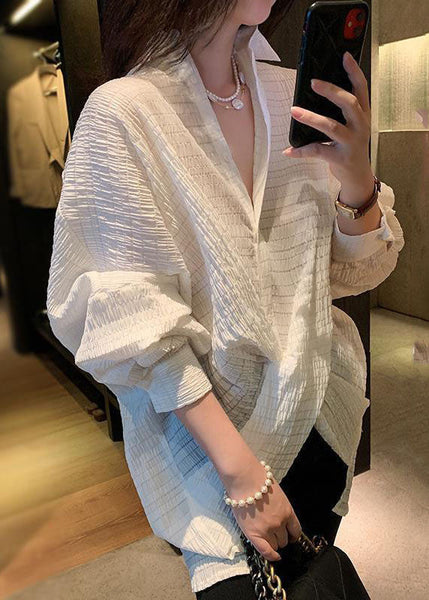 Fashion White Peter Pan Collar Plaid Cross Connection Shirts Full AN1024 Genistyle Shop