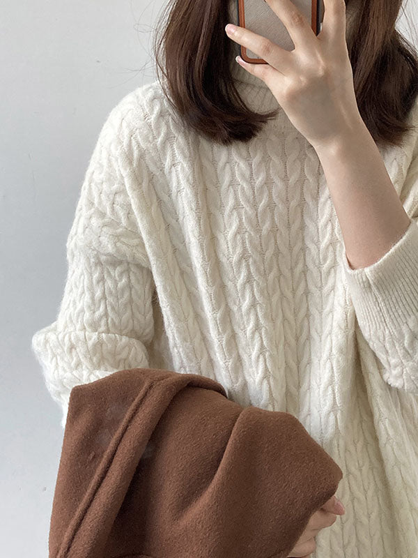 Casual Grey High-Neck Long Sleeve Twist Knit Dress AN1053 Genistyle Shop