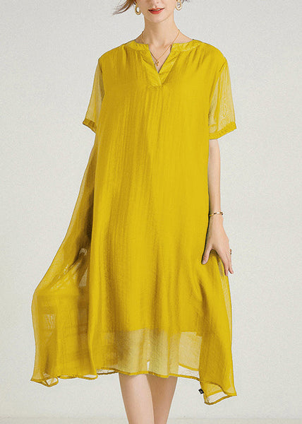 Size Summer Cotton Plus Dresses V Neck Women Green FashionChic